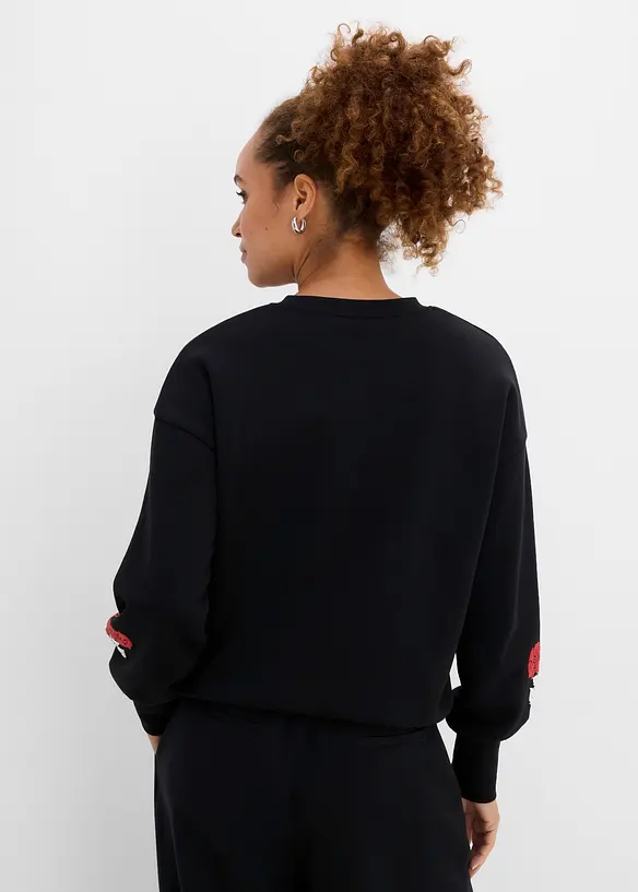 Sweatshirt aus Baumwoll-Mix in schwarz von hinten (im Anschnitt) - bonprix