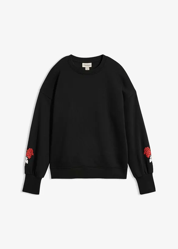 Sweatshirt aus Baumwoll-Mix in schwarz von vorne - bonprix