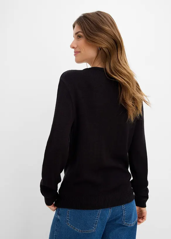 Pullover mit Weihnachtsmotiv in schwarz von hinten (im Anschnitt) - bonprix