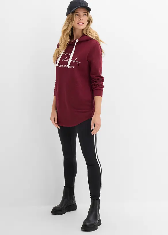 Jogginganzug mit Long-Sweatshirt und Leggings (2-tlg.) in rot von vorne (Totalaufnahme) - bonprix