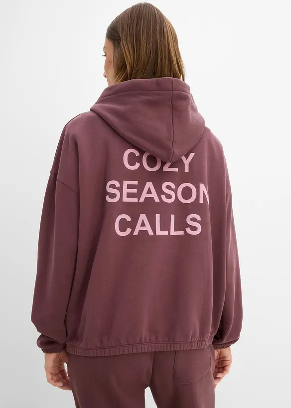 Oversize-Sweatshirt aus reiner Baumwolle in lila von hinten (im Anschnitt) - bonprix