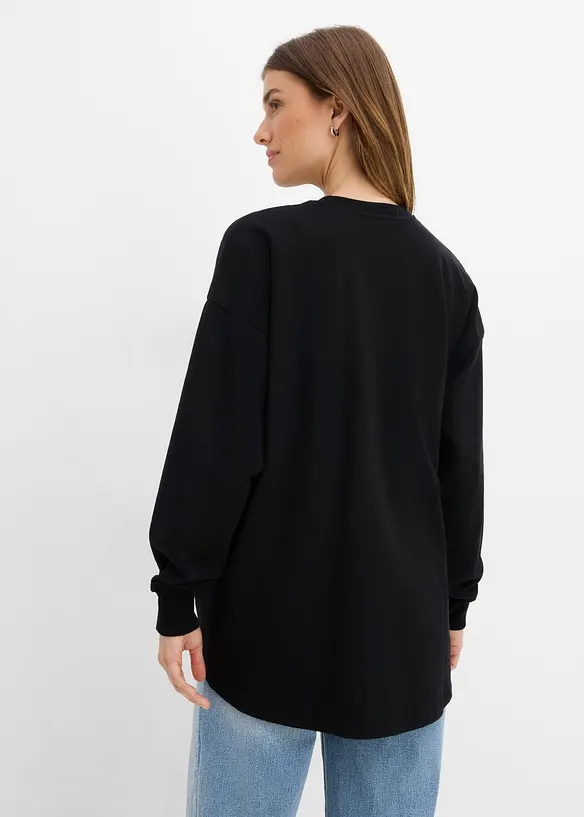 Oversize Sweatshirt in schwarz von hinten (im Anschnitt) - bonprix