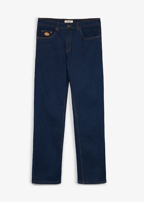 Thermo Classic-Fit-Jeans mit wärmendem Fleecefutter, Straight in blau von vorne - bonprix