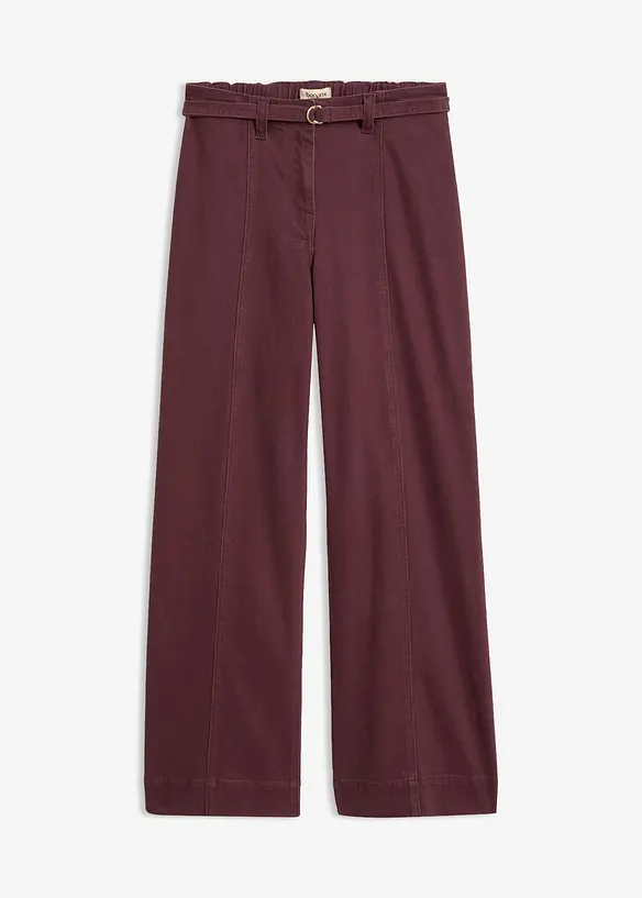 Twillhose aus elastischem Baumwoll-Mix (Doppelpack 2-tlg. Set) in lila von vorne - bonprix