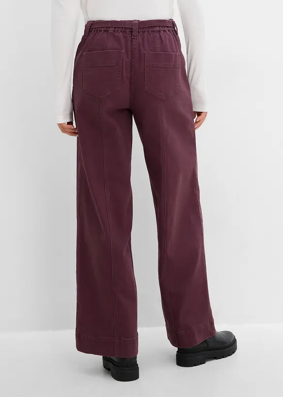 Twillhose aus elastischem Baumwoll-Mix (Doppelpack 2-tlg. Set) in lila von hinten - bonprix