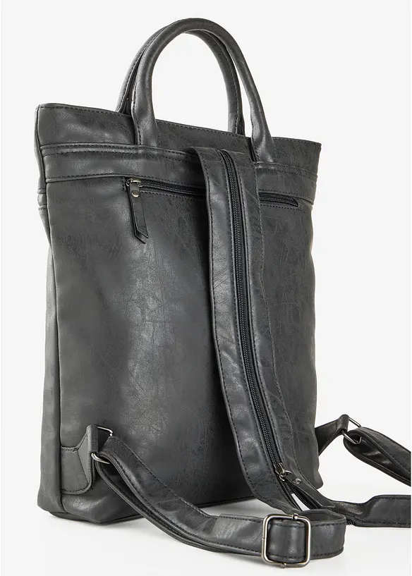 Rucksack mit Außentaschen in schwarz von hinten - bonprix