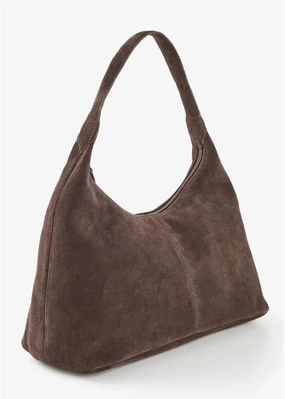 Shopper aus Veloursleder in braun von hinten - bonprix