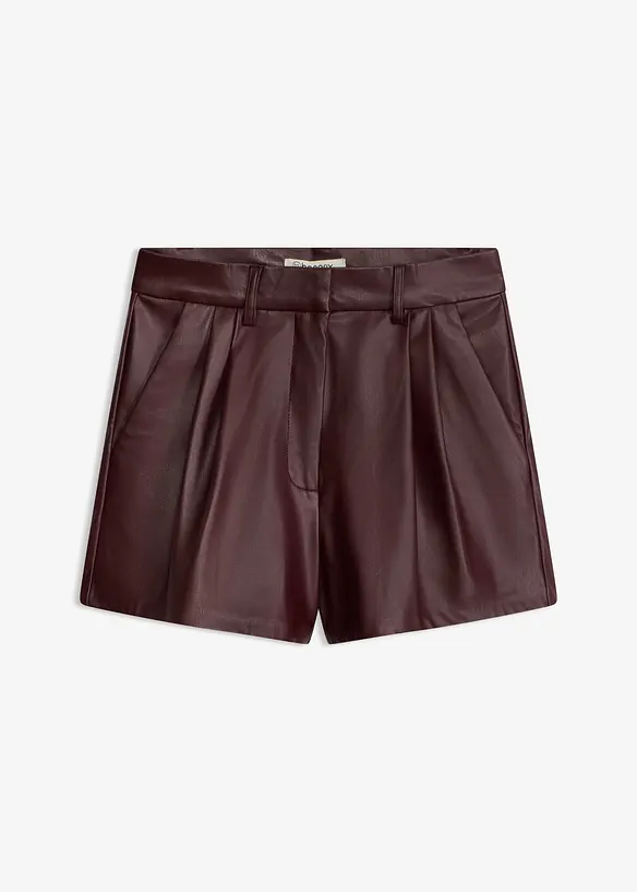 Kurze Lederimitat-Shorts in rot von vorne - bonprix