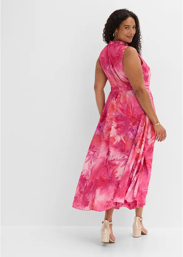 Chiffonkleid mit Kragen und Taillen-Einsatz in pink von hinten (Totalaufnahme) - bonprix Chiffonkleid mit Kragen und Taillen-Einsatz in pink von hinten (Totalaufnahme) - bonprix