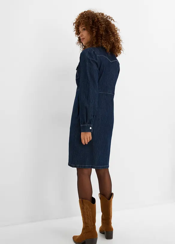 Kurzes Jeanskleid in blau von hinten (Totalaufnahme) - bonprix