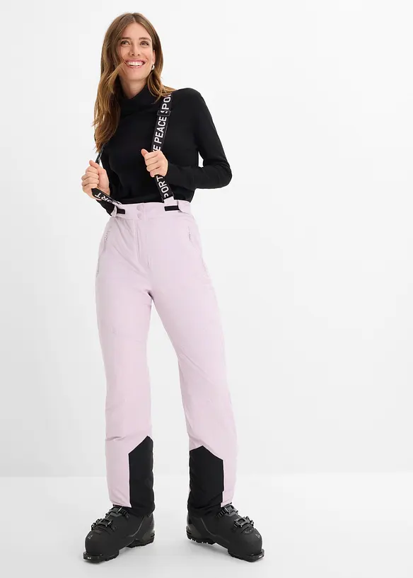 wasserdichte Ski-Funktions-Thermohose mit abnehmbaren Trägern in lila von vorne - bonprix wasserdichte Ski-Funktions-Thermohose mit abnehmbaren Trägern in lila von vorne - bonprix