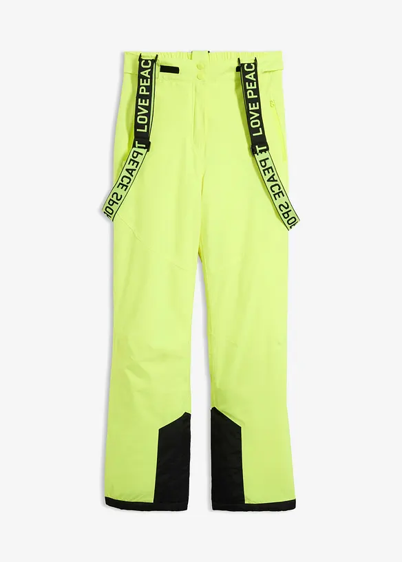 wasserdichte Ski-Funktions-Thermohose mit abnehmbaren Trägern in gelb von vorne - bonprix