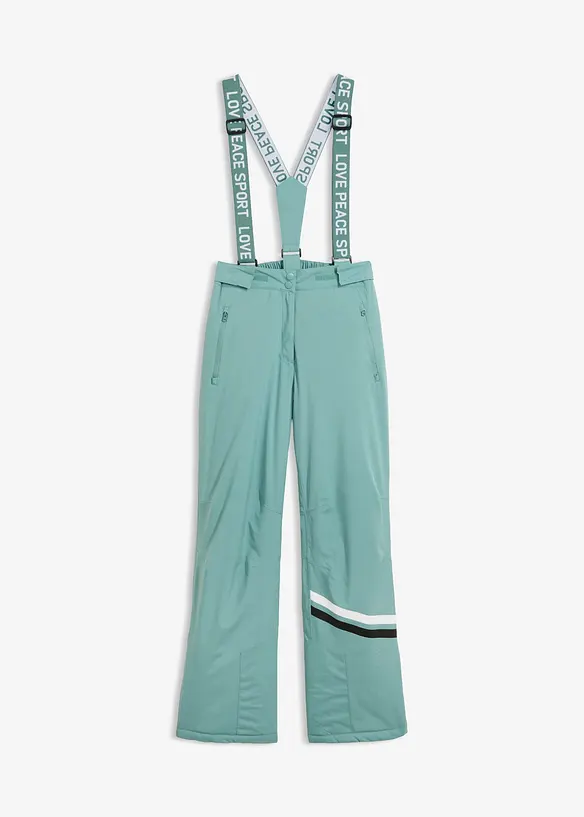 Ski Funktions-Thermohose mit abnehmbaren Trägern, wasserdicht in grün von vorne - bonprix Ski Funktions-Thermohose mit abnehmbaren Trägern, wasserdicht in grün von vorne - bonprix