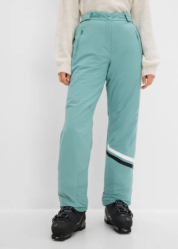 Ski Funktions-Thermohose mit abnehmbaren Trägern, wasserdicht in grün von vorne - bonprix Ski Funktions-Thermohose mit abnehmbaren Trägern, wasserdicht in grün von vorne - bonprix