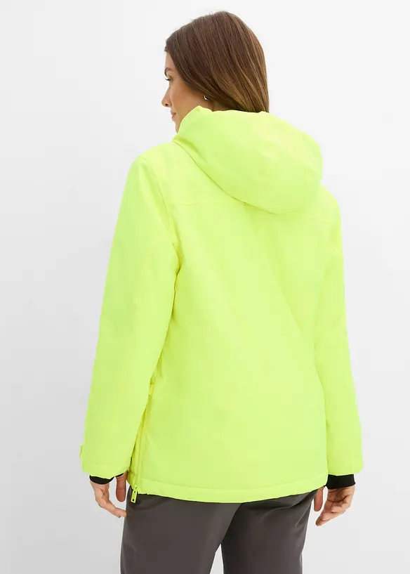 wasserdichte Ski-Funktions-Schlupfjacke mit Fleece-Futter in gelb von hinten (im Anschnitt) - bonprix