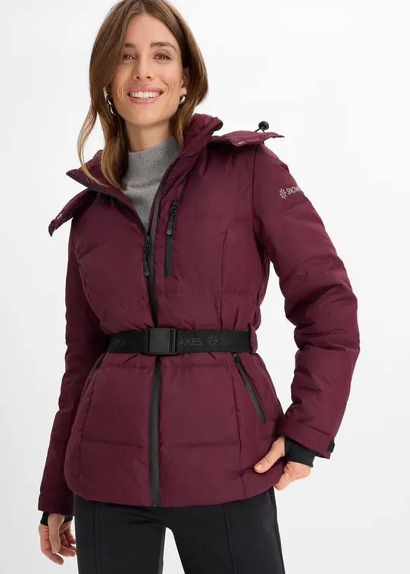 wasserabweisende Ski Daunenjacke mit wärmeisolierender Funktion in rot von vorne (im Anschnitt) - bonprix