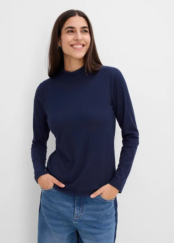 Thermoshirt mit Stehkragen in blau von vorne (im Anschnitt) - bonprix Thermoshirt mit Stehkragen in blau von vorne (im Anschnitt) - bonprix