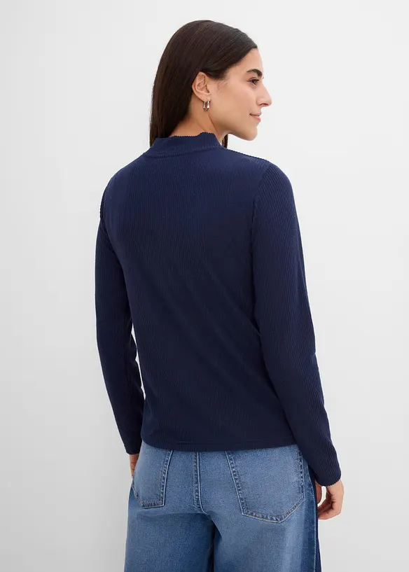Thermoshirt mit Stehkragen in blau von hinten (im Anschnitt) - bonprix Thermoshirt mit Stehkragen in blau von hinten (im Anschnitt) - bonprix