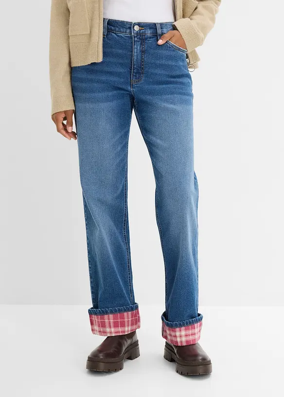 Straight-Jeans High Waist in blau von vorne - bonprix