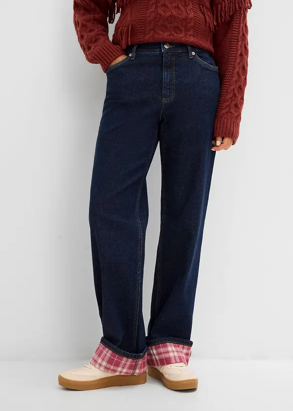 Straight-Jeans High Waist in blau von vorne - bonprix