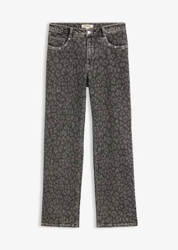 Straight-Jeans High Waist in grau von vorne - bonprix