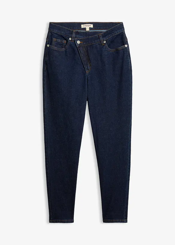 Mom-Jeans High Waist in blau von vorne - bonprix
