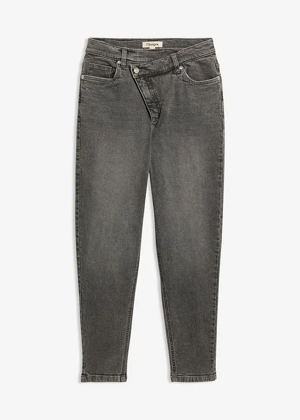 Mom-Jeans High Waist in grau von vorne - bonprix