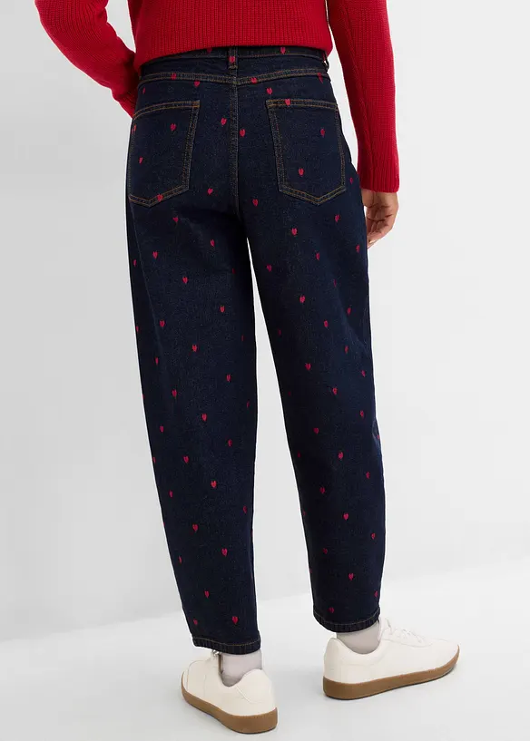 Barrel-Jeans High Waist in blau von hinten - bonprix