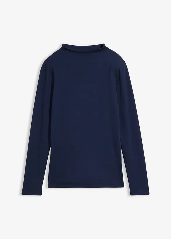 Geripptes Langarmshirt in blau von vorne - bonprix Geripptes Langarmshirt in blau von vorne - bonprix