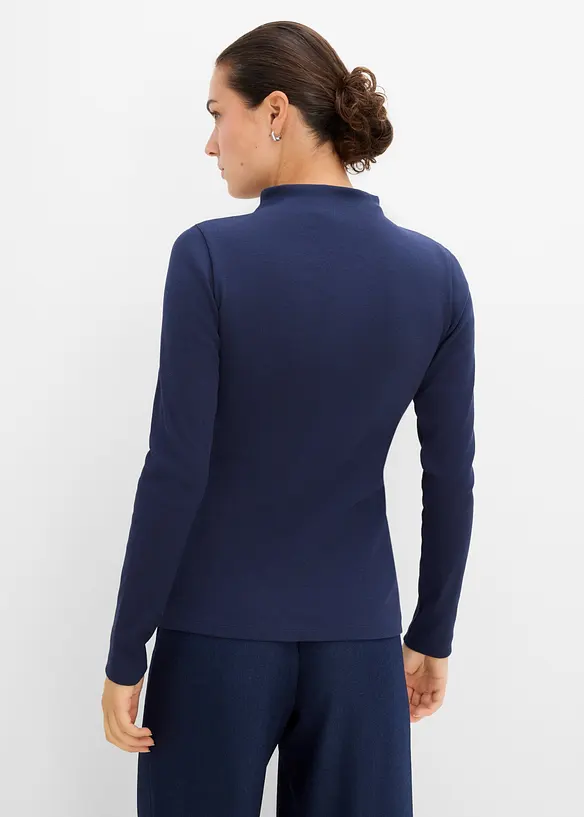 Geripptes Langarmshirt in blau von hinten (im Anschnitt) - bonprix Geripptes Langarmshirt in blau von hinten (im Anschnitt) - bonprix