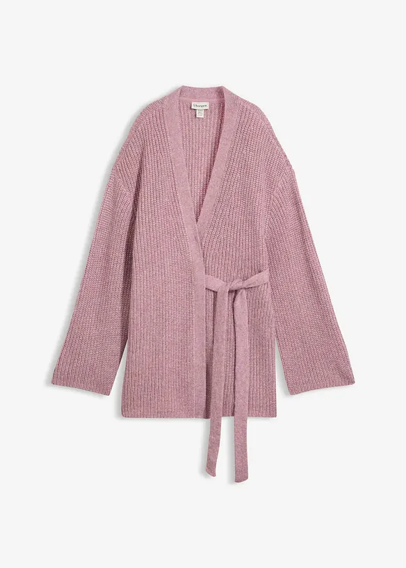 Oversize-Wickelcardigan in rosa von vorne - bonprix