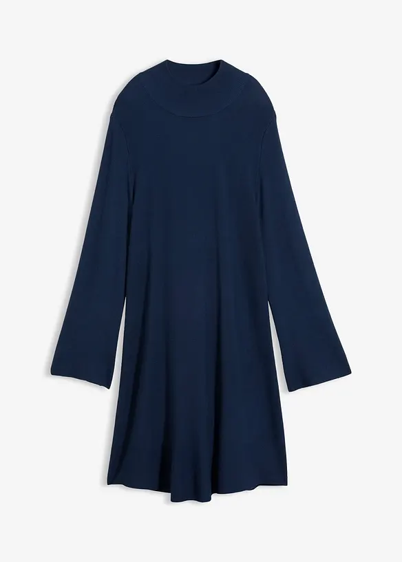 Strickkleid aus softem Viskose-Mix in blau von vorne - bonprix Strickkleid aus softem Viskose-Mix in blau von vorne - bonprix