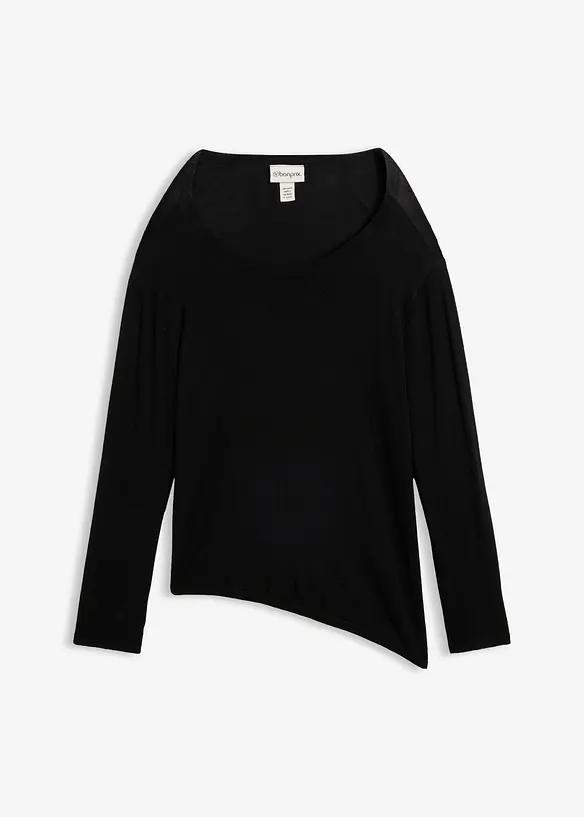 Feinstrickpullover aus feinem Viskose-Mix in schwarz von vorne - bonprix