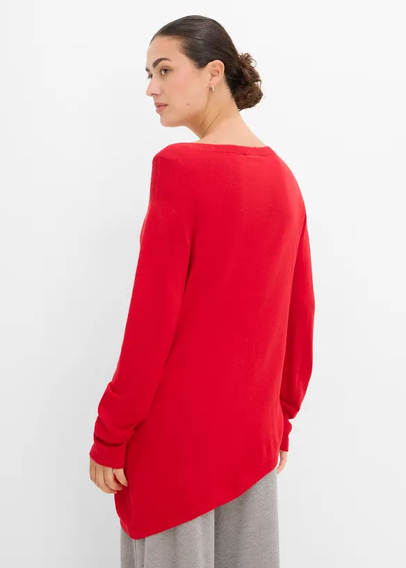 Feinstrickpullover aus feinem Viskose-Mix in rot von hinten (im Anschnitt) - bonprix