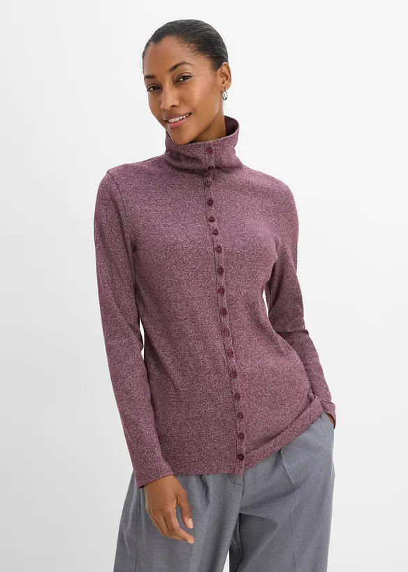 Langarmshirt mit Knopfleiste in rot von vorne (im Anschnitt) - bonprix Langarmshirt mit Knopfleiste in rot von vorne (im Anschnitt) - bonprix