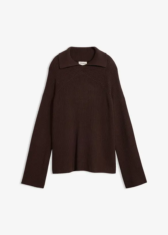 Grobstrick-Pullover mit Turtleneck in braun von vorne - bonprix