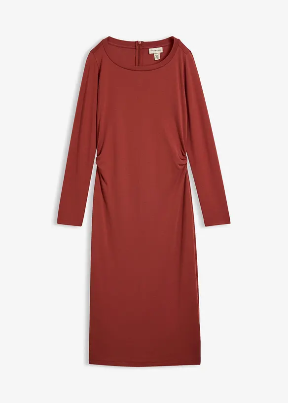 Midikleid aus softem Viskose-Mix in braun von vorne - bonprix
