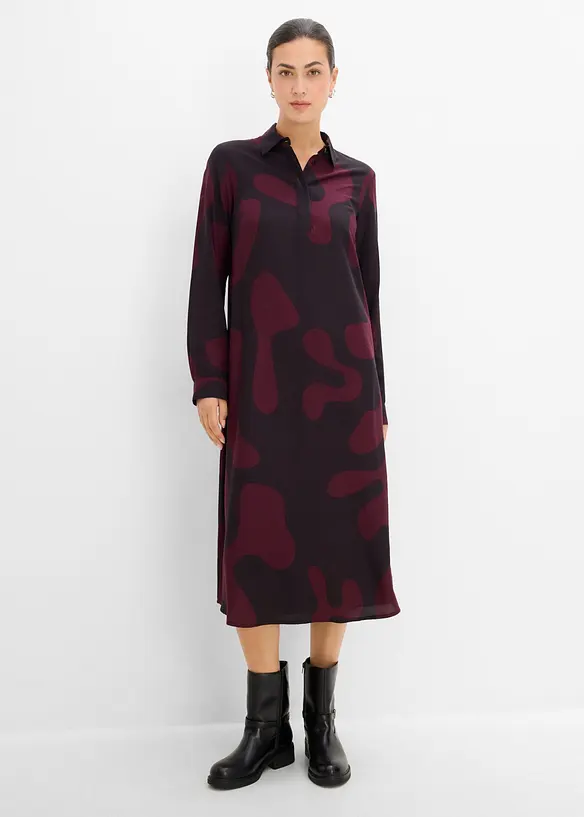 Blusenkleid aus feiner Viskose in rot von vorne (Totalaufnahme) - bonprix Blusenkleid aus feiner Viskose in rot von vorne (Totalaufnahme) - bonprix