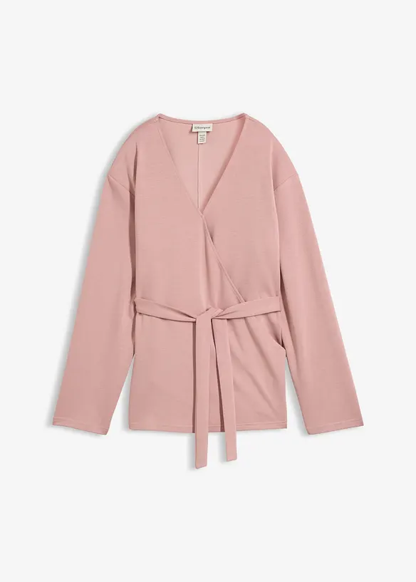 Wickelshirt aus feinem Viskose-Mix in rosa von vorne - bonprix