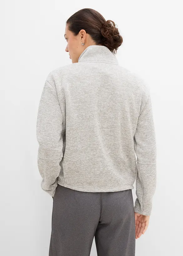 Fleecejacke mit Stehkragen in grau von hinten (im Anschnitt) - bonprix