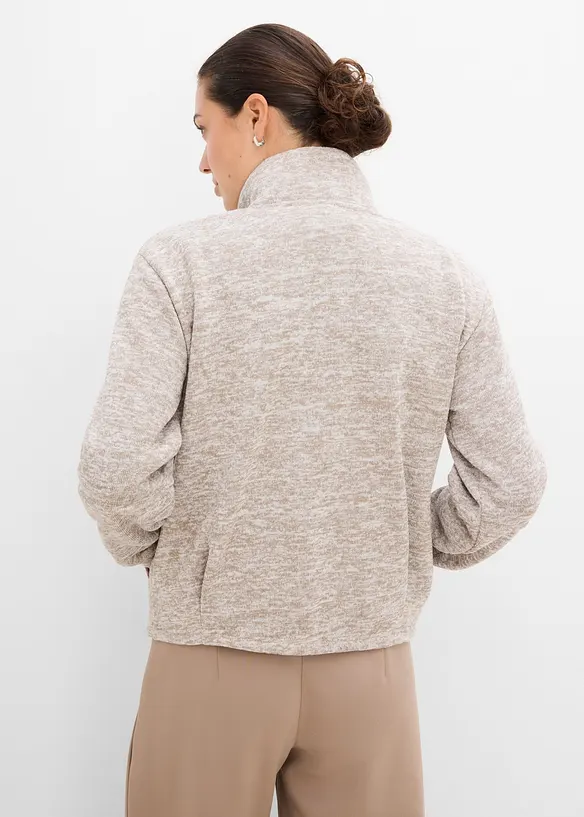 Fleecejacke mit Stehkragen in braun von hinten (im Anschnitt) - bonprix