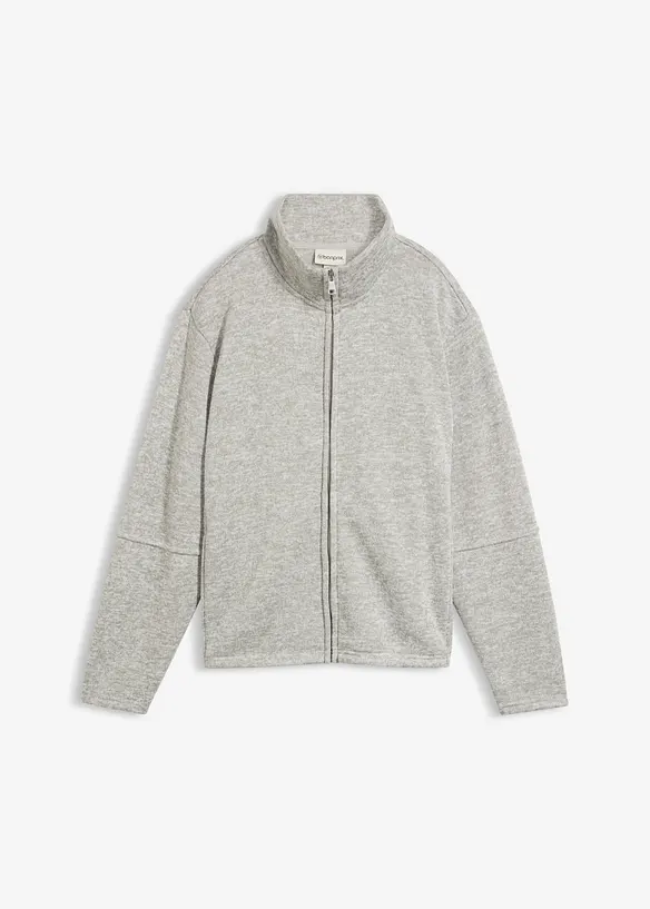 Fleecejacke mit Stehkragen in grau von vorne - bonprix