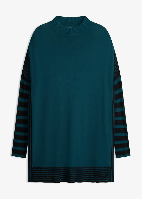 Longpullover in petrol von vorne - bonprix