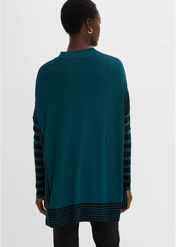 Longpullover in petrol von hinten (im Anschnitt) - bonprix