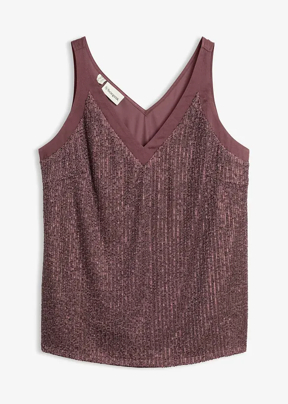 Top mit Pailletten in lila von vorne - bonprix
