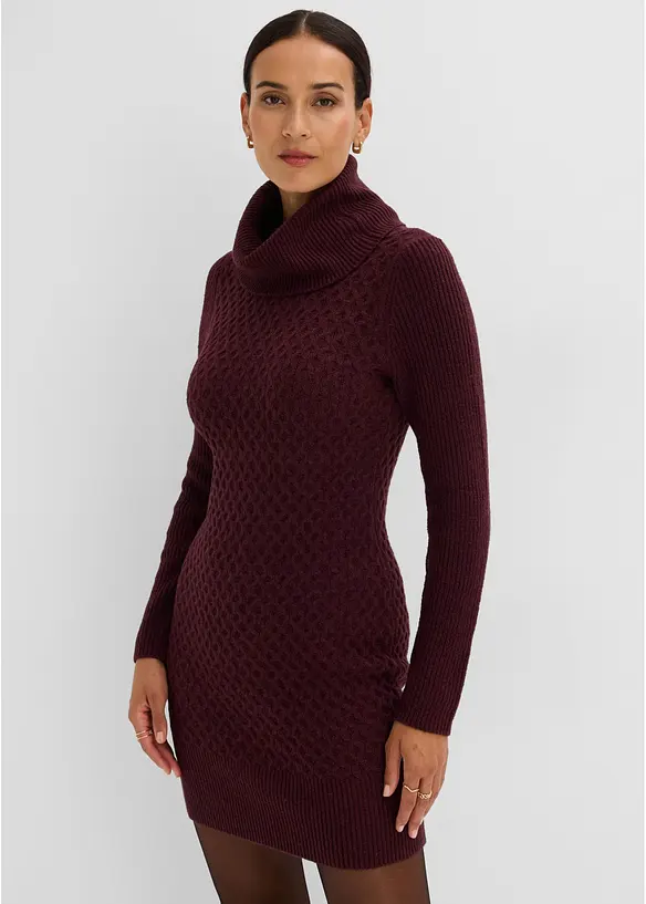Figurbetontes Strickkleid mit Rollkragen in rot von vorne (Totalaufnahme) - bonprix Figurbetontes Strickkleid mit Rollkragen in rot von vorne (Totalaufnahme) - bonprix