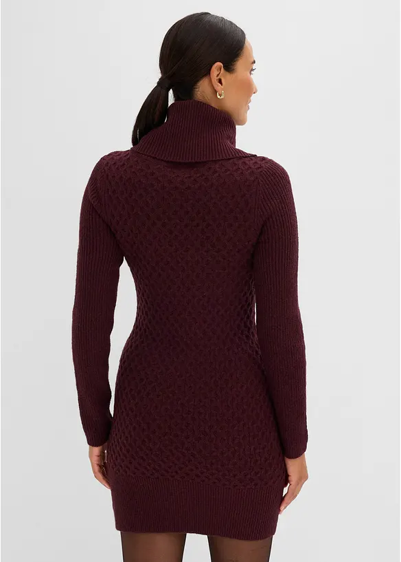 Figurbetontes Strickkleid mit Rollkragen in rot von hinten (Totalaufnahme) - bonprix Figurbetontes Strickkleid mit Rollkragen in rot von hinten (Totalaufnahme) - bonprix