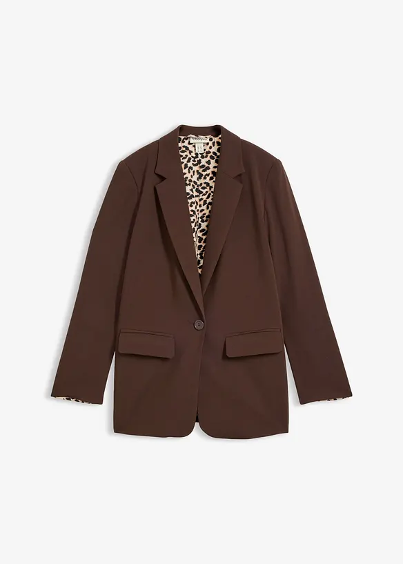 Longblazer aus fließendem Viskose-Mix in braun von vorne - bonprix