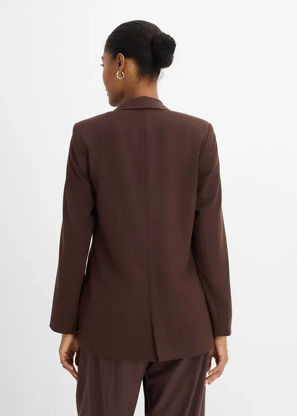 Longblazer aus fließendem Viskose-Mix in braun von hinten (im Anschnitt) - bonprix
