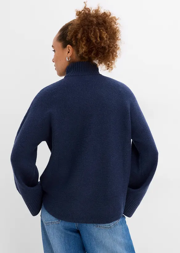 Pullover mit Stehkragen in blau von hinten (im Anschnitt) - bonprix Pullover mit Stehkragen in blau von hinten (im Anschnitt) - bonprix